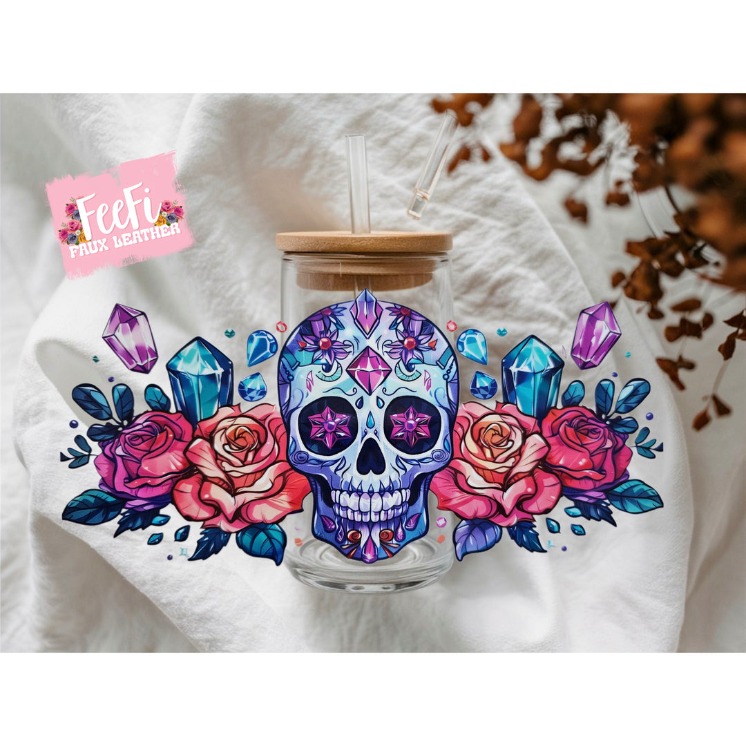 Skull UV DTF Cup Wrap – Easy Cup Wrap for Tumblers & Projects FeeFiFauxLeather
