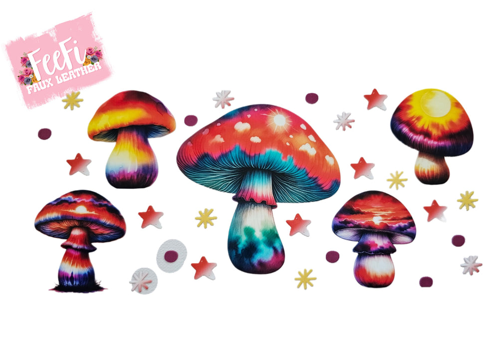 Mushroom and Daisies Print UV DTF Cup Wrap – Easy Cup Wrap for Tumblers & Projects FeeFiFauxLeather