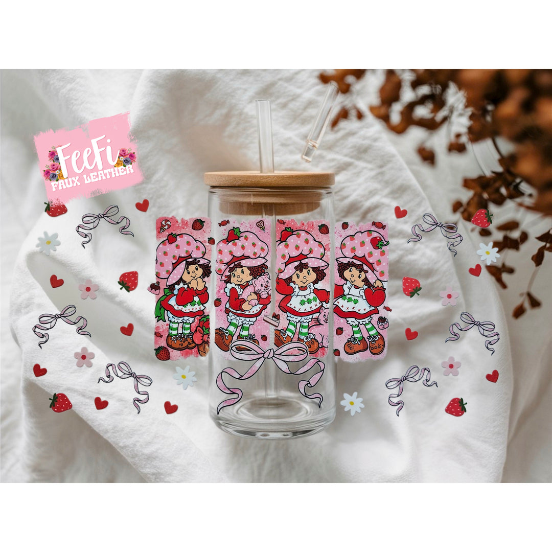 Strawberry Short Cake UV DTF Cup Wrap – Easy Cup Wrap for Tumblers & Projects FeeFiFauxLeather