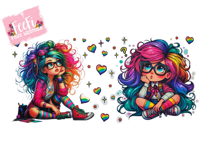 Girl UV DTF Cup Wrap – Easy Cup Wrap for Tumblers & Projects FeeFiFauxLeather