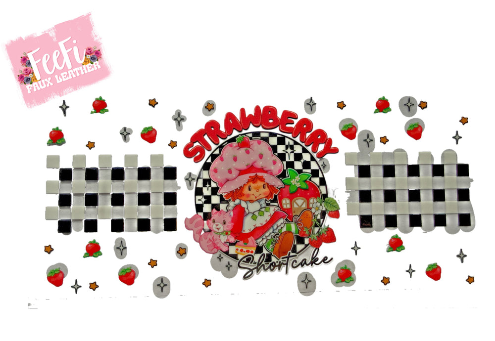 Strawberry Short Cake UV DTF Cup Wrap – Easy Cup Wrap for Tumblers & Projects FeeFiFauxLeather