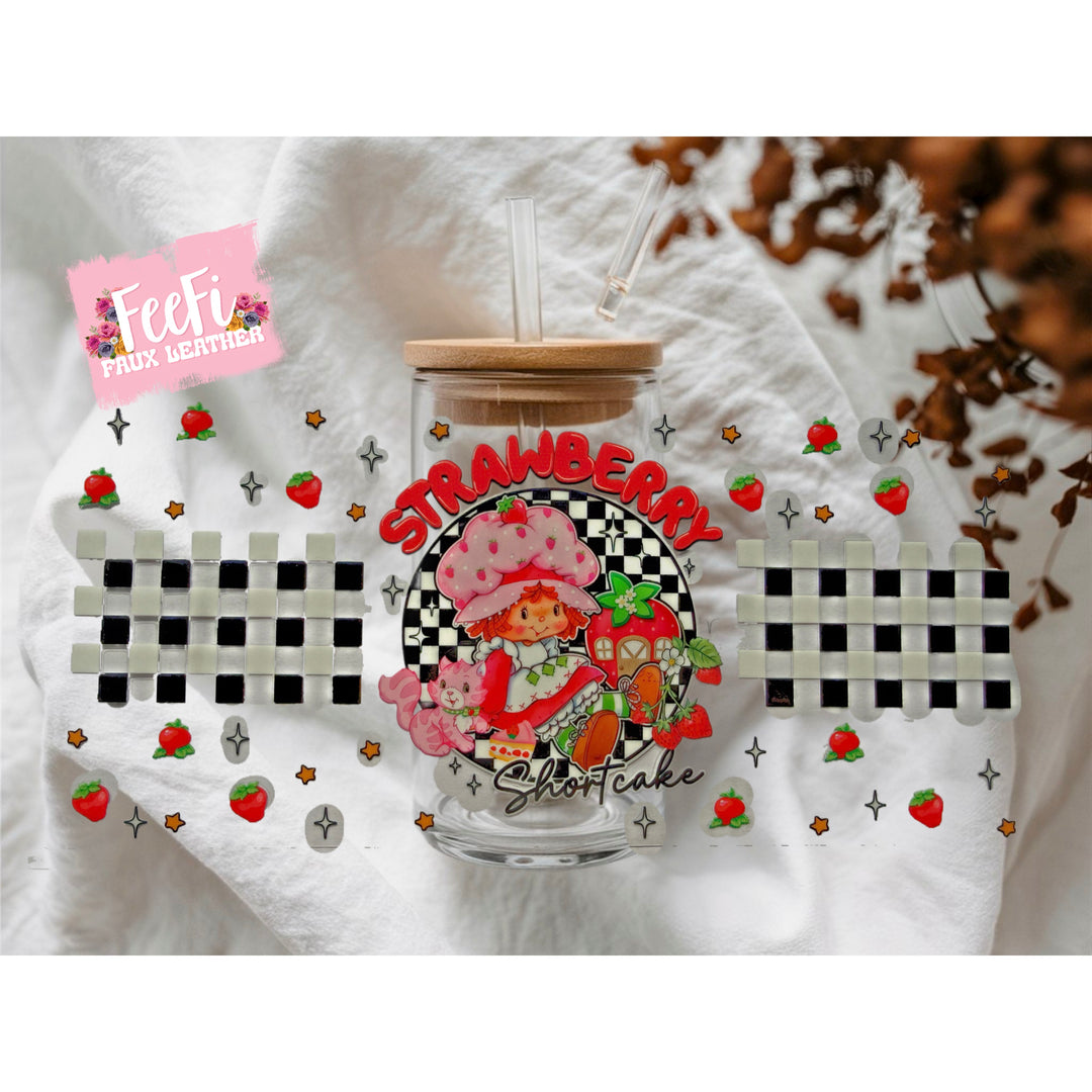 Strawberry Short Cake UV DTF Cup Wrap – Easy Cup Wrap for Tumblers & Projects FeeFiFauxLeather