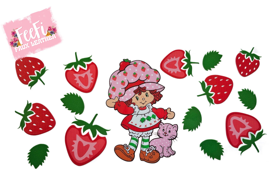 Strawberry Shortcake UV DTF Cup Wrap – Easy Cup Wrap for Tumblers & Projects FeeFiFauxLeather