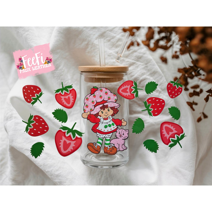 Strawberry Shortcake UV DTF Cup Wrap – Easy Cup Wrap for Tumblers & Projects FeeFiFauxLeather