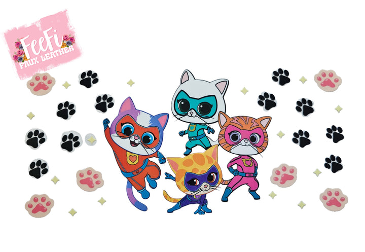 Super Kitties UV DTF Cup Wrap – Easy Cup Wrap for Tumblers & Projects FeeFiFauxLeather