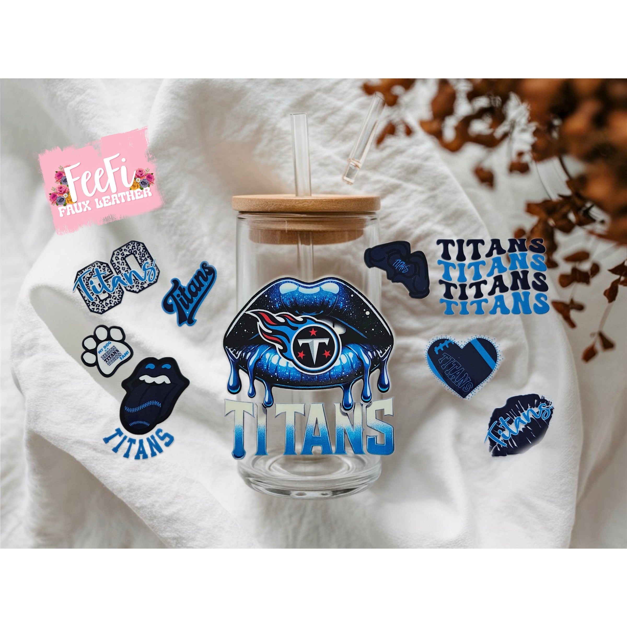 Titans Football UV DTF Cup Wrap – Easy Cup Wrap for Tumblers & Projects FeeFiFauxLeather