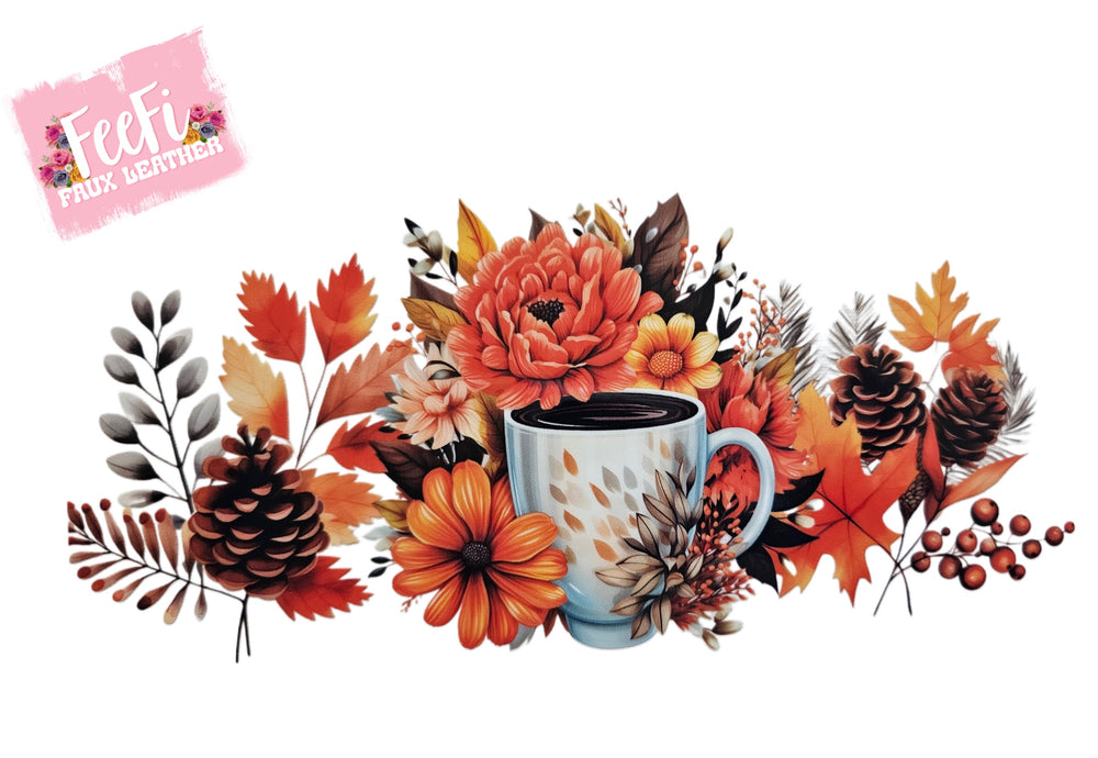 Fall Coffee UV DTF Cup Wrap – Easy Cup Wrap for Tumblers & Projects FeeFiFauxLeather