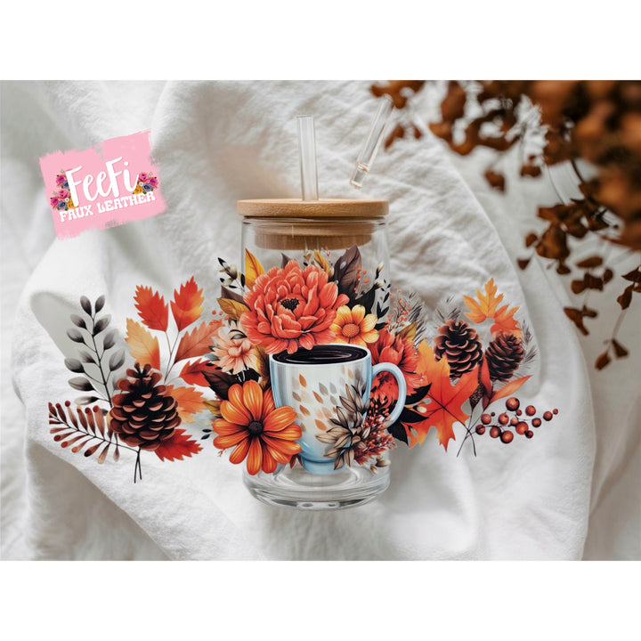 Fall Coffee UV DTF Cup Wrap – Easy Cup Wrap for Tumblers & Projects FeeFiFauxLeather