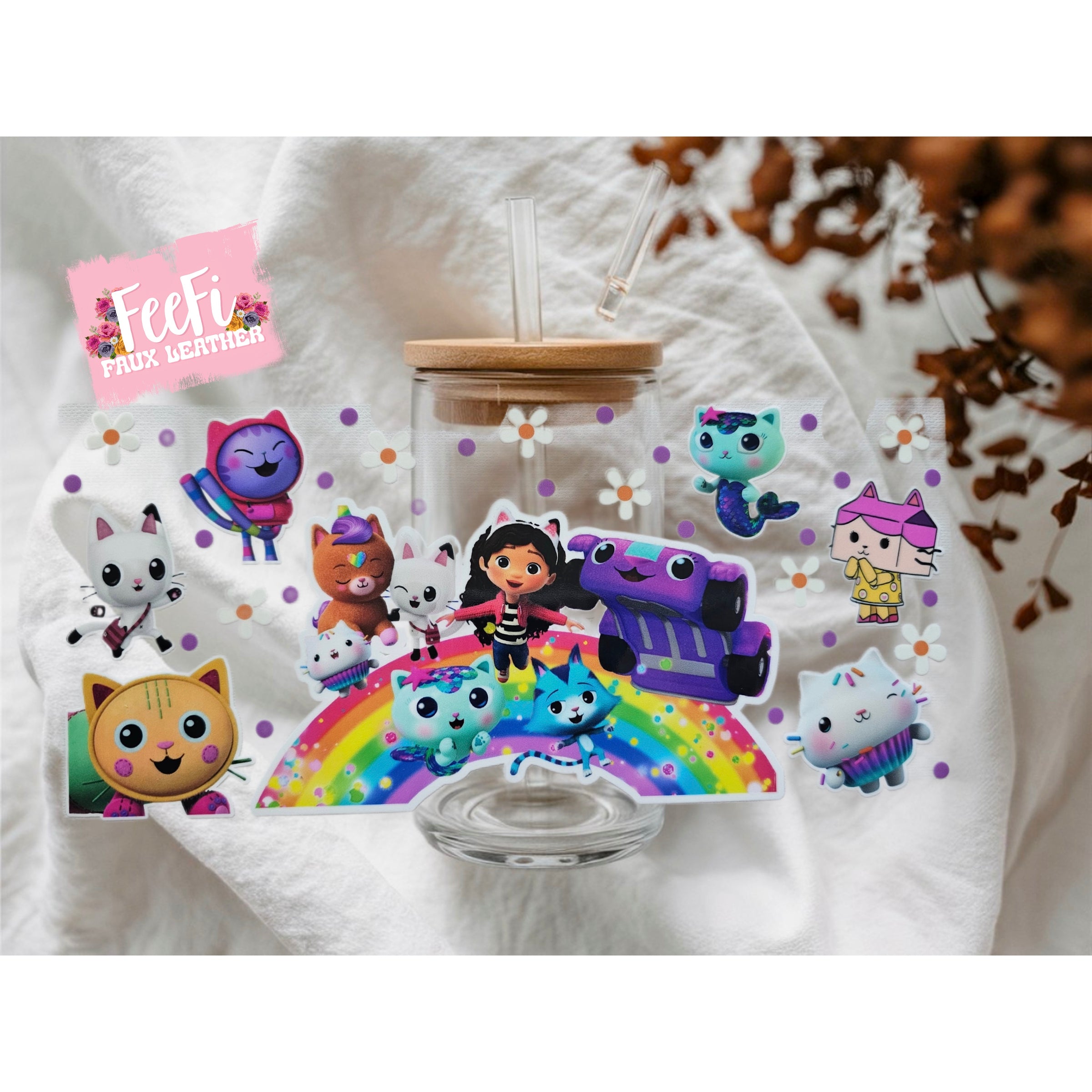 Gabby’s Dollhouse UV DTF Cup Wrap – Easy Cup Wrap for Tumblers & Projects FeeFiFauxLeather