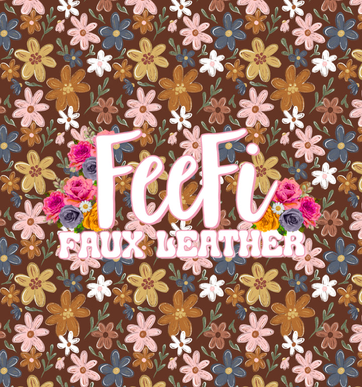 Daisy Bloom Vintage Printed Faux Leather Sheet FeeFiFauxLeather