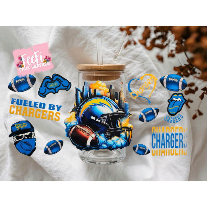Chargers Football UV DTF Cup Wrap – Easy Cup Wrap for Tumblers & Projects