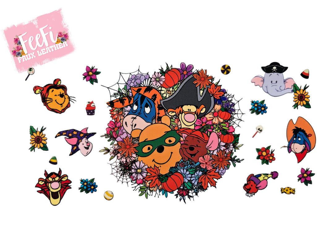 Pooh Bear Halloween UV DTF Cup Wrap – Easy Cup Wrap for Tumblers & Projects FeeFiFauxLeather