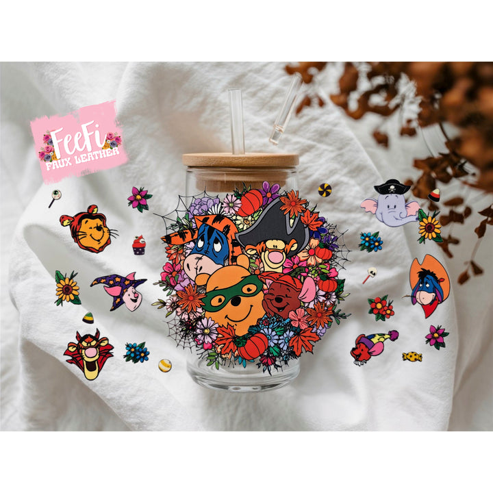 Pooh Bear Halloween UV DTF Cup Wrap – Easy Cup Wrap for Tumblers & Projects FeeFiFauxLeather