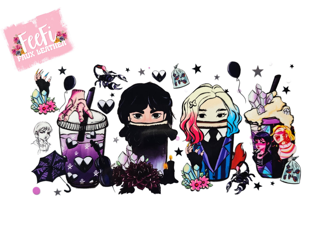 Wednesday UV DTF Cup Wrap – Easy Cup Wrap for Tumblers & Projects FeeFiFauxLeather