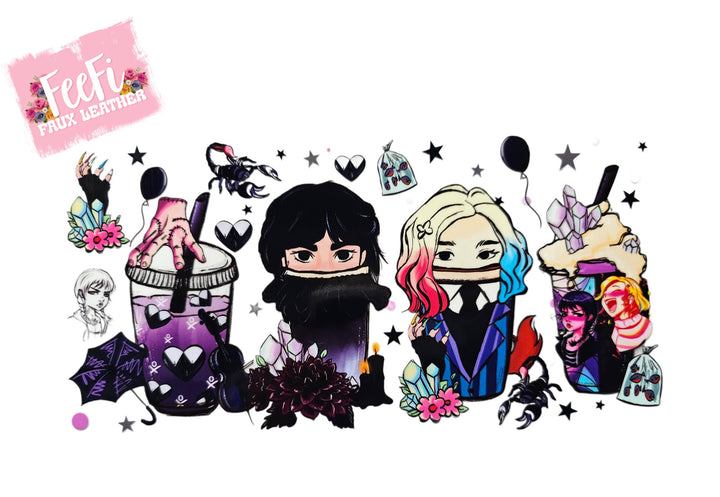 Wednesday UV DTF Cup Wrap – Easy Cup Wrap for Tumblers & Projects FeeFiFauxLeather