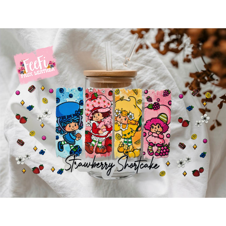 Strawberry Shortcake UV DTF Cup Wrap – Easy Cup Wrap for Tumblers & Projects FeeFiFauxLeather