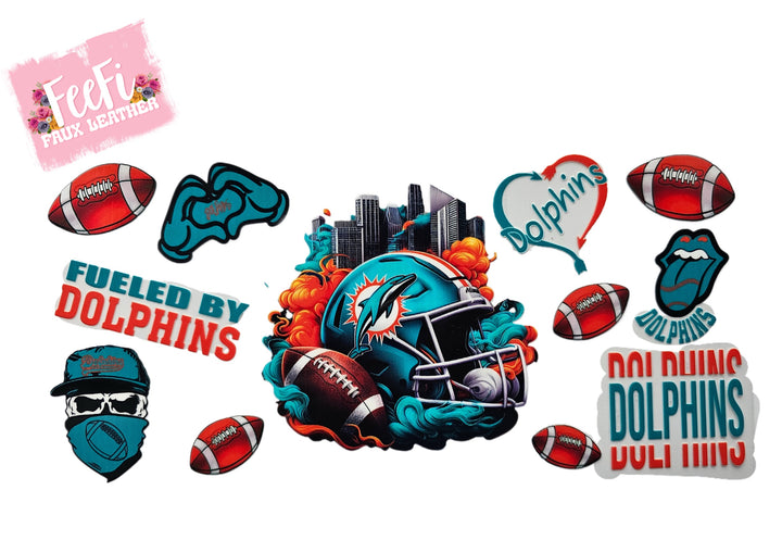 Dolphins Football UV DTF Cup Wrap – Easy Cup Wrap for Tumblers & Projects FeeFiFauxLeather