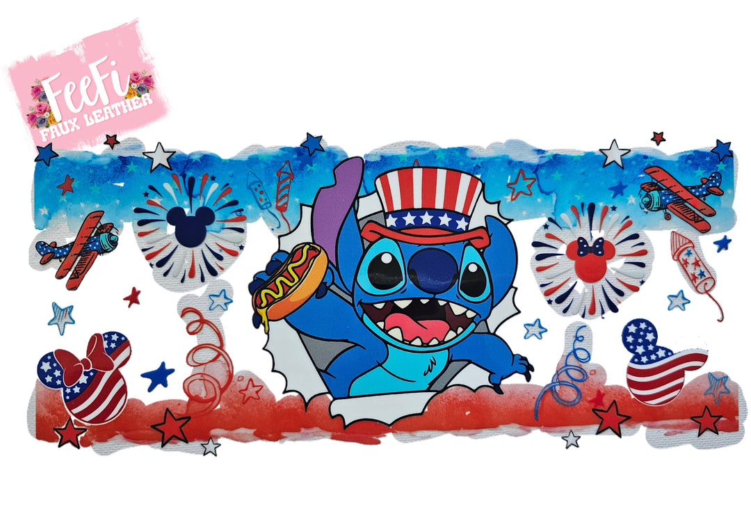 Blue Alien Red White and Blue UV DTF Cup Wrap – Easy Cup Wrap for Tumblers & Projects FeeFiFauxLeather