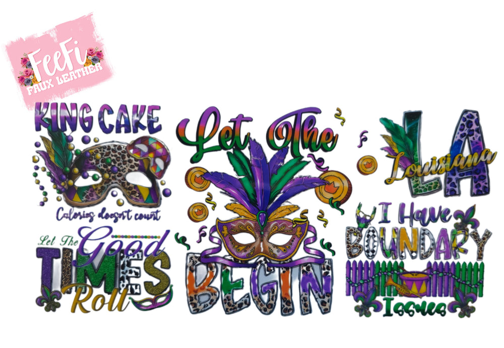 Mardi Gras UV DTF Cup Wrap – Carnival Cup Wrap Design for Tumblers & Cups FeeFiFauxLeather