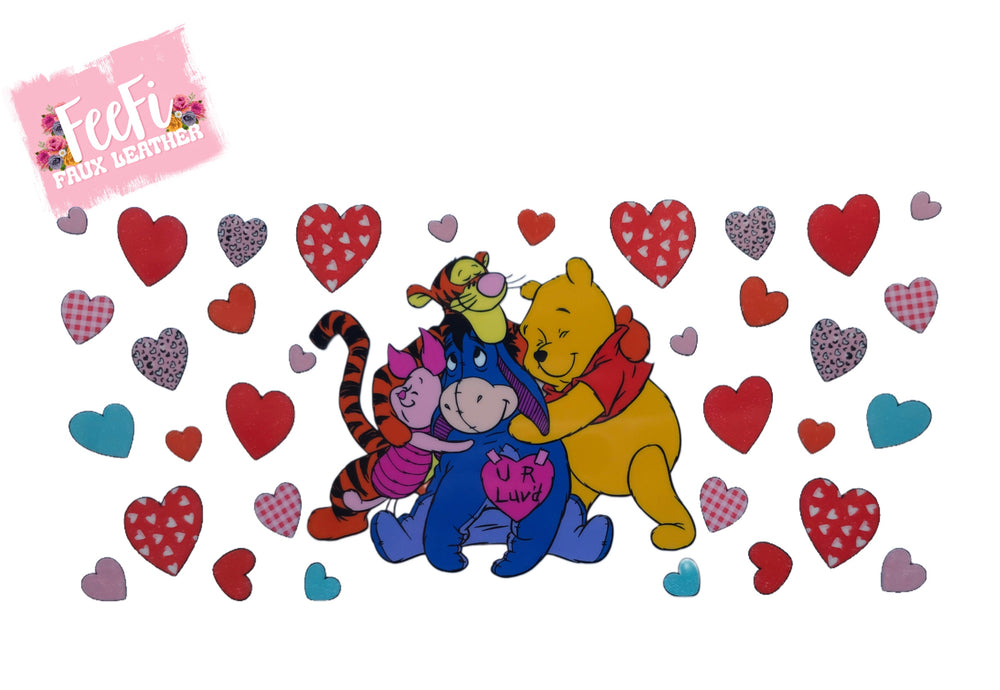 Pooh Valentine UV DTF Cup Wrap – Easy Cup Wrap for Tumblers & Projects FeeFiFauxLeather