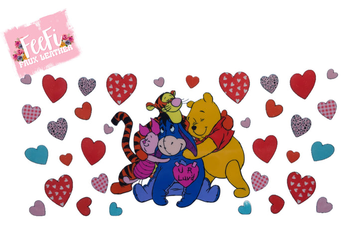 Pooh Valentine UV DTF Cup Wrap – Easy Cup Wrap for Tumblers & Projects FeeFiFauxLeather