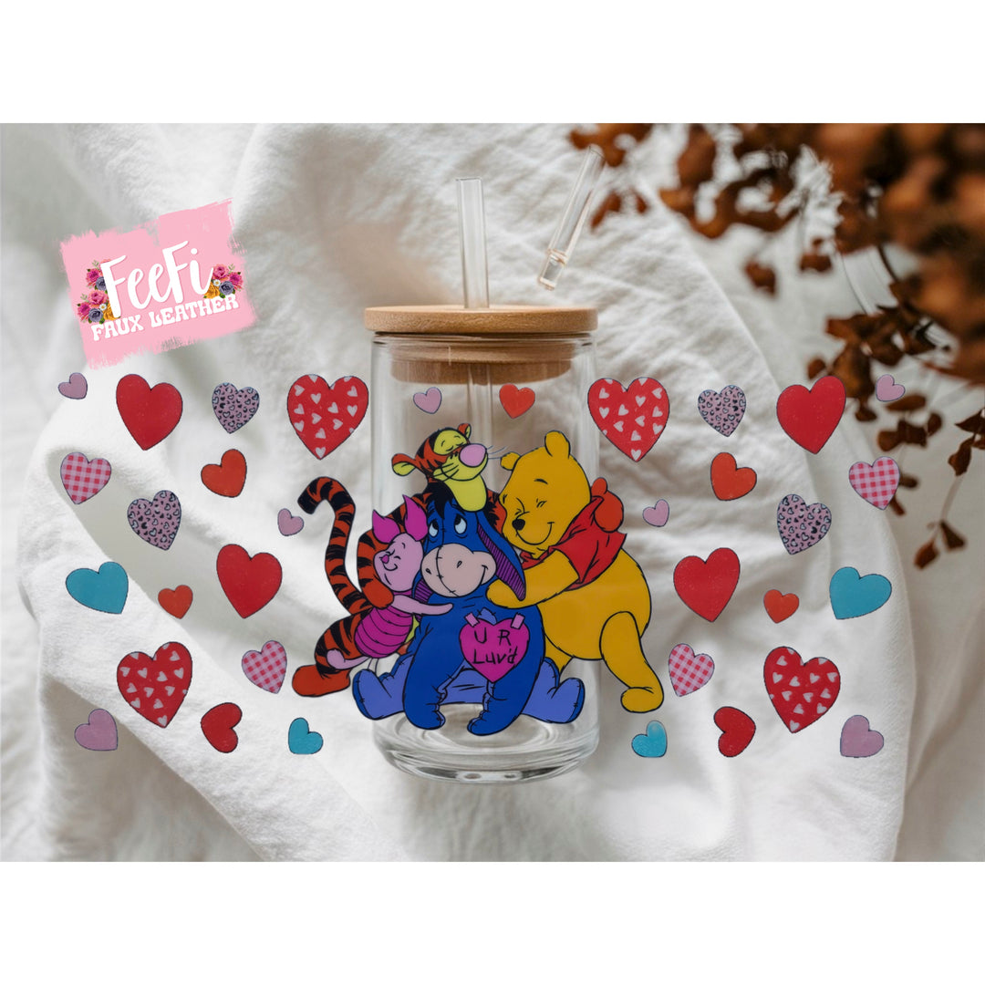 Pooh Valentine UV DTF Cup Wrap – Easy Cup Wrap for Tumblers & Projects FeeFiFauxLeather