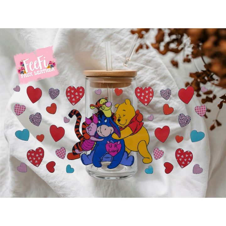 Pooh Valentine UV DTF Cup Wrap – Easy Cup Wrap for Tumblers & Projects FeeFiFauxLeather