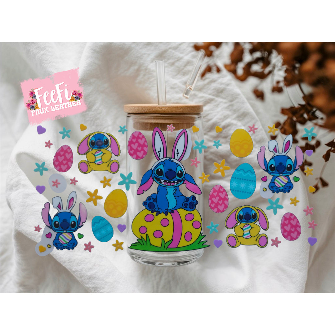 Blue Alien Easter UV DTF Cup Wrap – Easy Cup Wrap for Tumblers & Projects FeeFiFauxLeather
