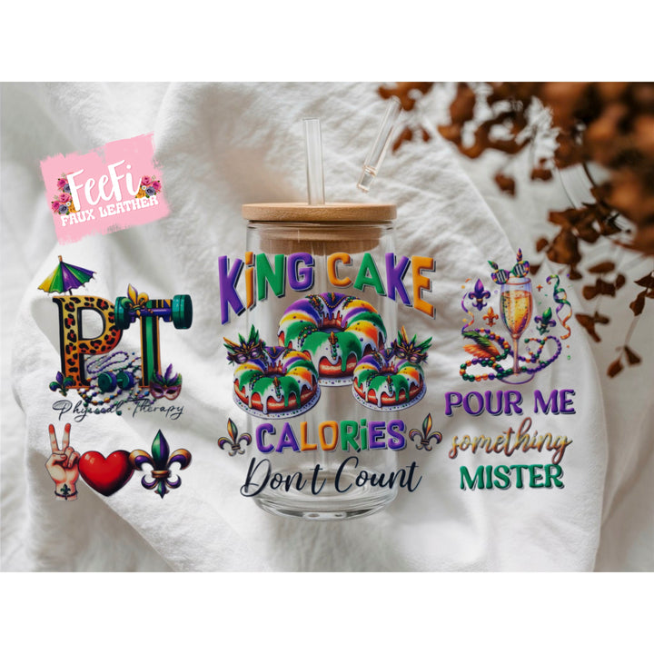 Mardi Gras UV DTF Cup Wrap – Carnival Cup Wrap Design for Tumblers & Cups FeeFiFauxLeather