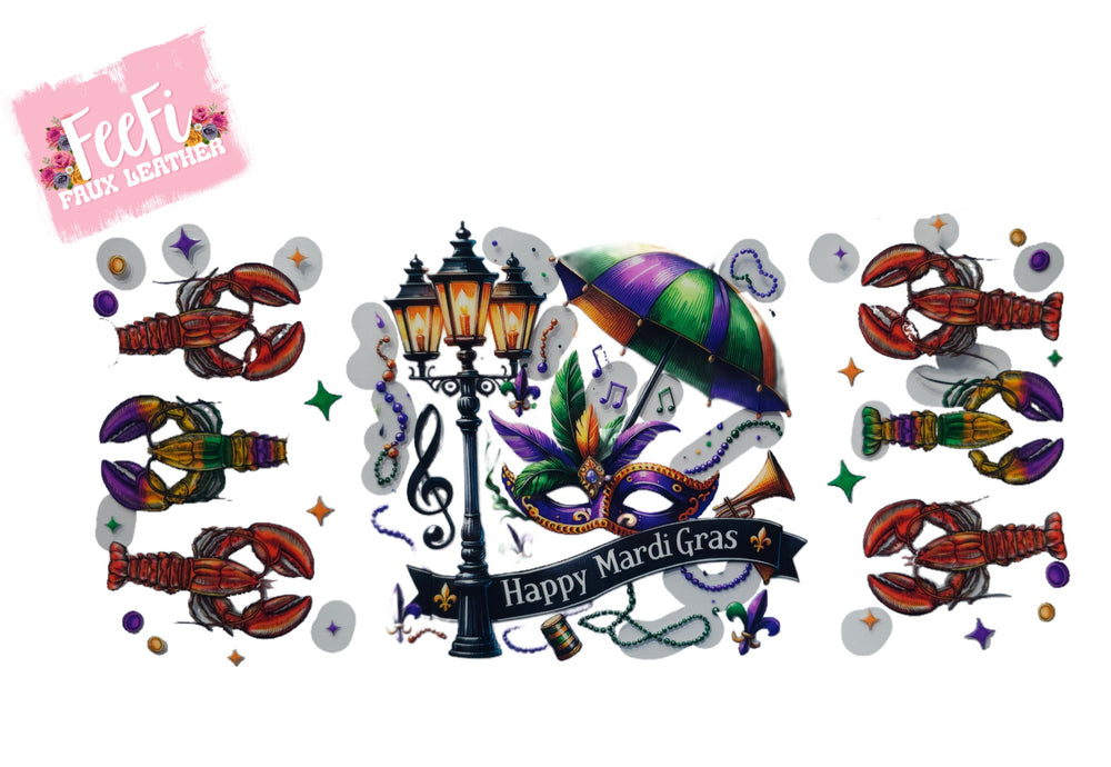 Mardi Gras UV DTF Cup Wrap – Carnival Cup Wrap Design for Tumblers & Cups FeeFiFauxLeather