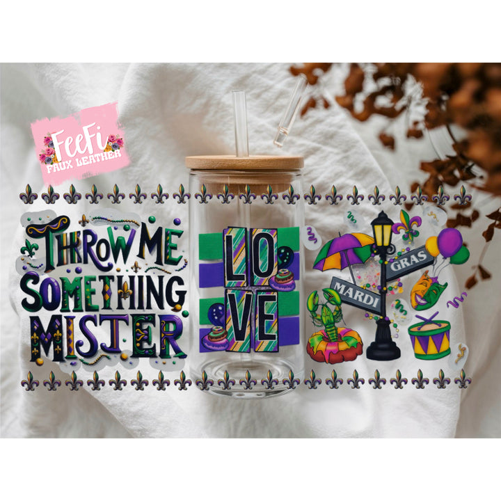 Mardi Gras UV DTF Cup Wrap – Carnival Cup Wrap Design for Tumblers & Cups FeeFiFauxLeather