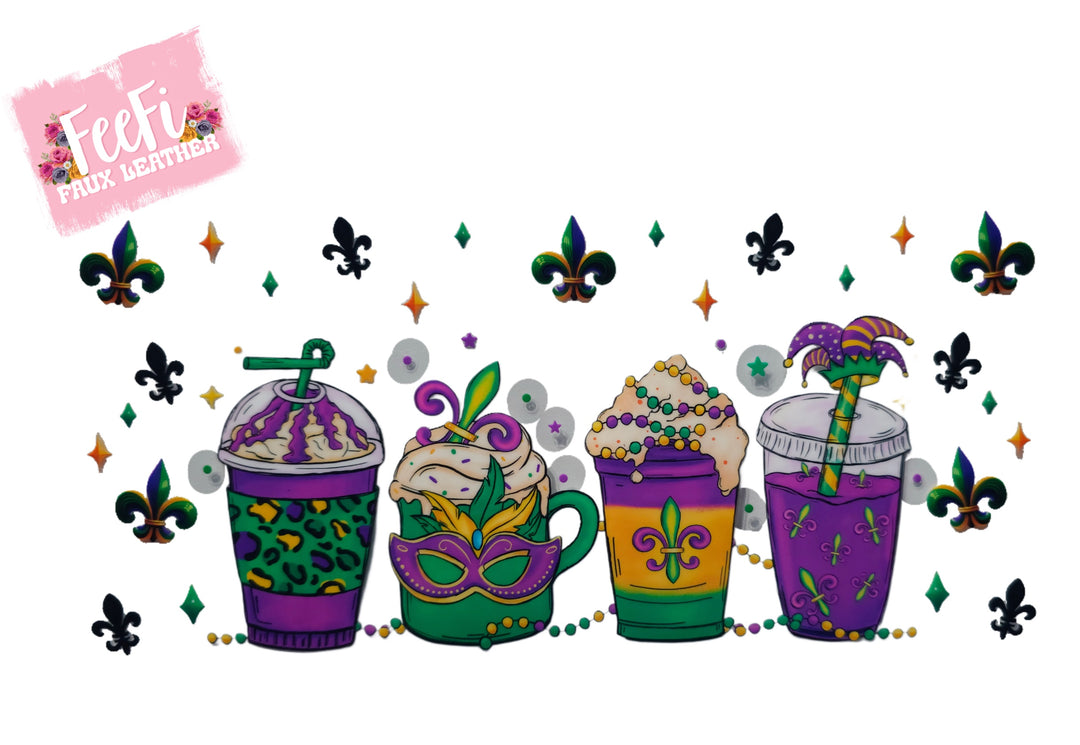 Mardi Gras UV DTF Cup Wrap – Carnival Cup Wrap Design for Tumblers & Cups FeeFiFauxLeather