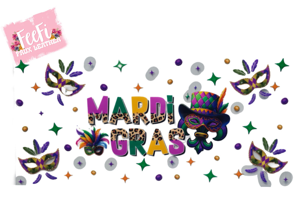Mardi Gras UV DTF Cup Wrap – Carnival Cup Wrap Design for Tumblers & Cups FeeFiFauxLeather