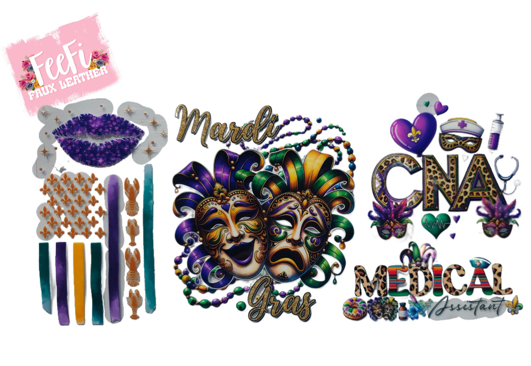 Mardi Gras UV DTF Cup Wrap – Carnival Cup Wrap Design for Tumblers & Cups FeeFiFauxLeather