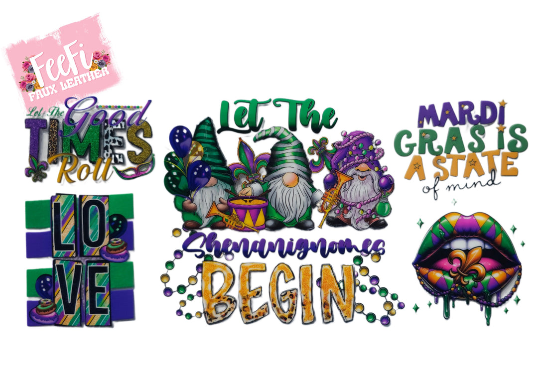 Mardi Gras UV DTF Cup Wrap – Carnival Cup Wrap Design for Tumblers & Cups FeeFiFauxLeather