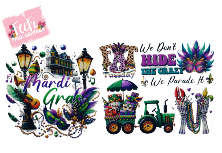 Mardi Gras UV DTF Cup Wrap – Carnival Cup Wrap Design for Tumblers & Cups FeeFiFauxLeather