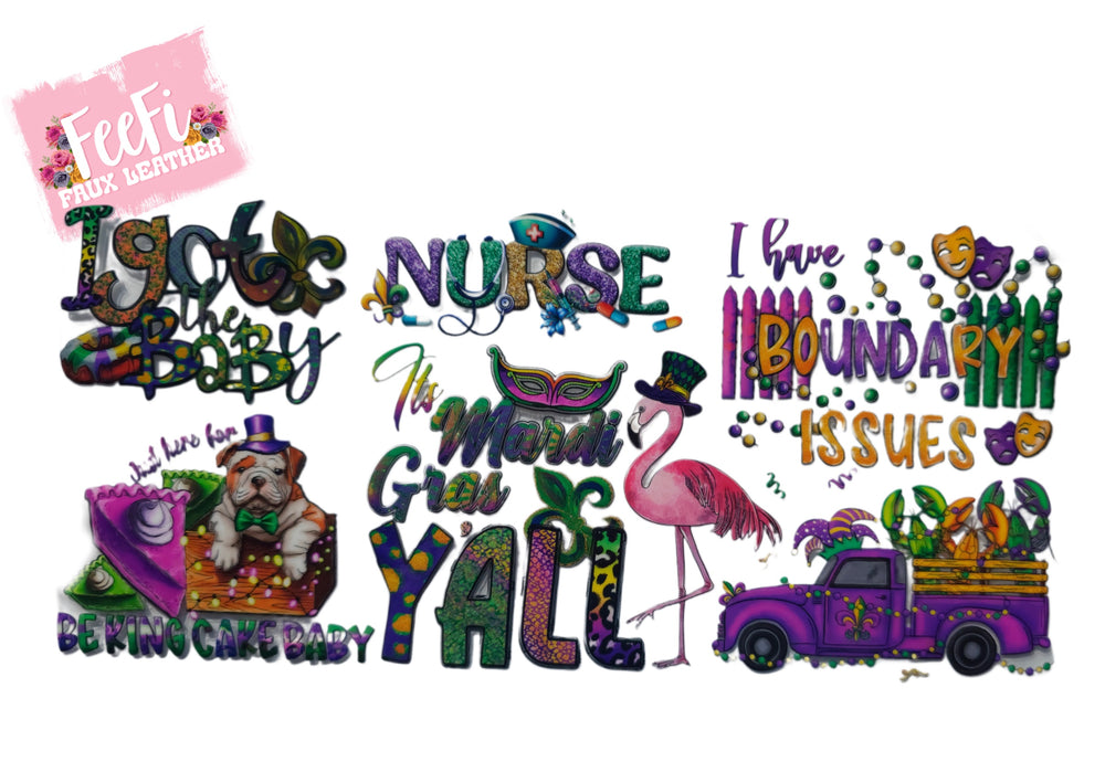 Mardi Gras UV DTF Cup Wrap – Carnival Cup Wrap Design for Tumblers & Cups FeeFiFauxLeather