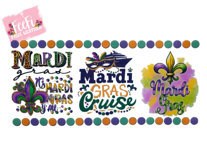 Mardi Gras UV DTF Cup Wrap – Carnival Cup Wrap Design for Tumblers & Cups FeeFiFauxLeather