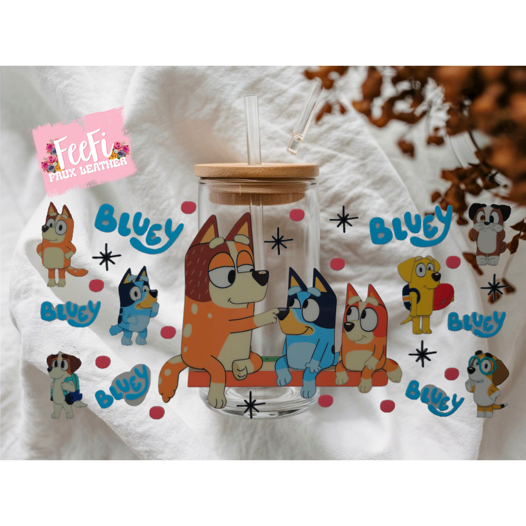 Blue Dog UV DTF Cup Wrap – Easy Cup Wrap for Tumblers & Projects FeeFiFauxLeather