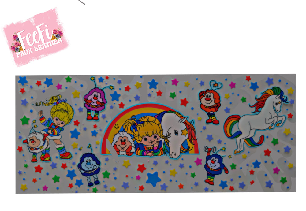 Rainbow Brite UV DTF Cup Wrap – Easy Cup Wrap for Tumblers & Projects FeeFiFauxLeather