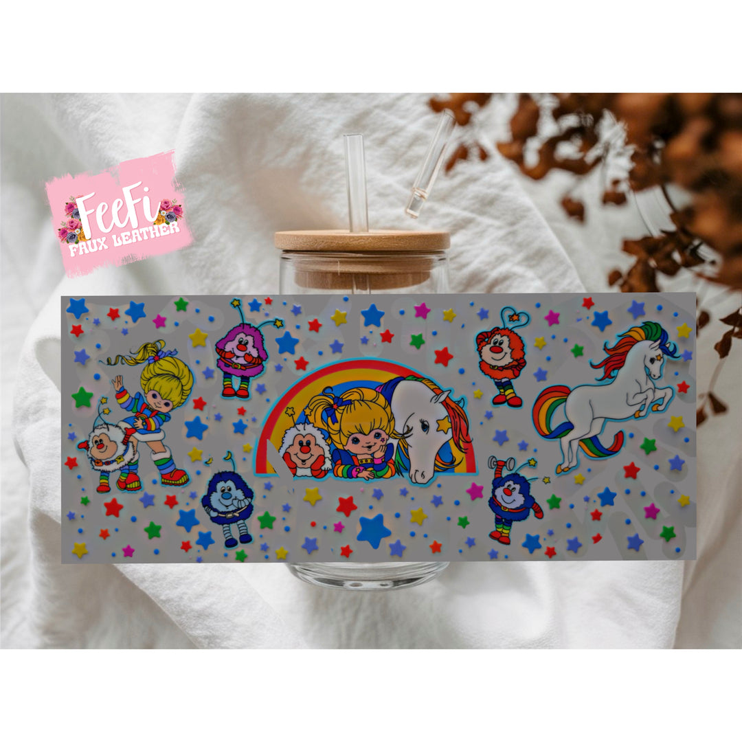 Rainbow Brite UV DTF Cup Wrap – Easy Cup Wrap for Tumblers & Projects FeeFiFauxLeather