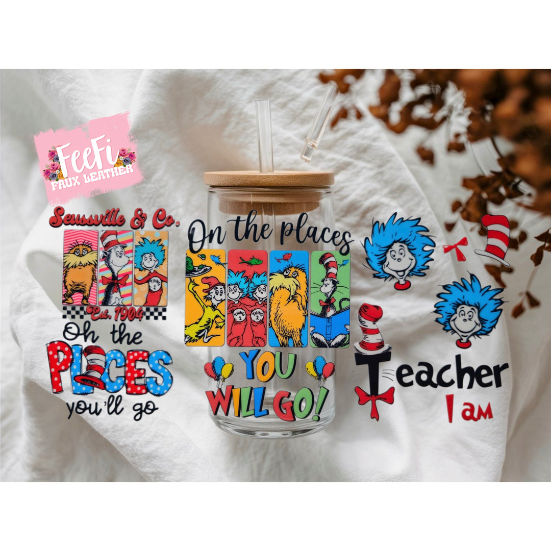 Dr Seuss Cat In The Hat UV DTF Cup Wrap – Easy Cup Wrap for Tumblers & Projects FeeFiFauxLeather