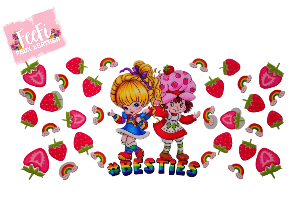 Strawberry Shortcake& Rainbow Brite UV DTF Cup Wrap – Easy Cup Wrap for Tumblers & Projects FeeFiFauxLeather