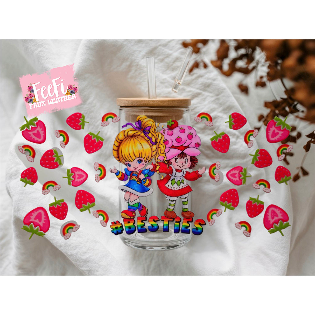Strawberry Shortcake& Rainbow Brite UV DTF Cup Wrap – Easy Cup Wrap for Tumblers & Projects FeeFiFauxLeather