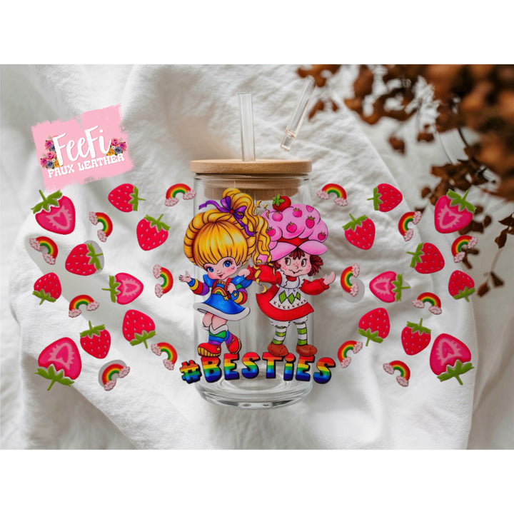 Strawberry Shortcake& Rainbow Brite UV DTF Cup Wrap – Easy Cup Wrap for Tumblers & Projects FeeFiFauxLeather