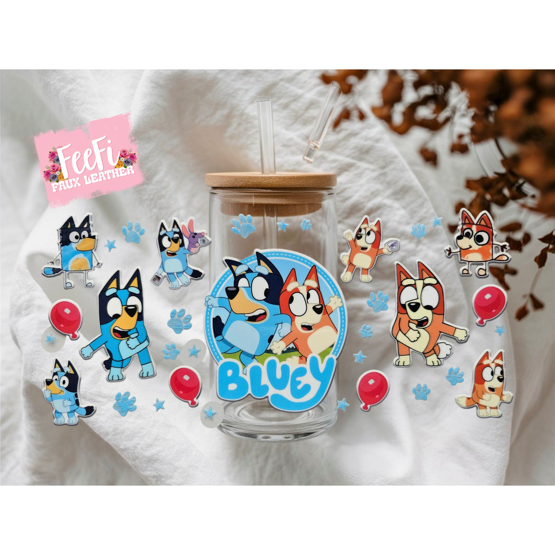 Blue Dog UV DTF Cup Wrap – Easy Cup Wrap for Tumblers & Projects FeeFiFauxLeather