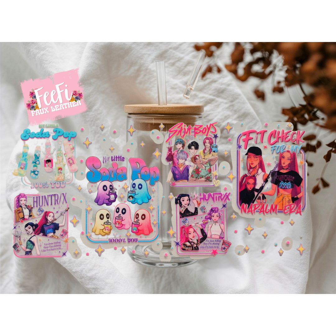 K-Pop Huntrx UV DTF Cup Wrap – Easy Cup Wrap for Tumblers & Projects FeeFiFauxLeather