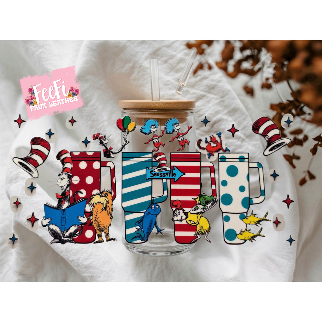 Dr Seuss Cat In The Hat UV DTF Cup Wrap – Easy Cup Wrap for Tumblers & Projects FeeFiFauxLeather