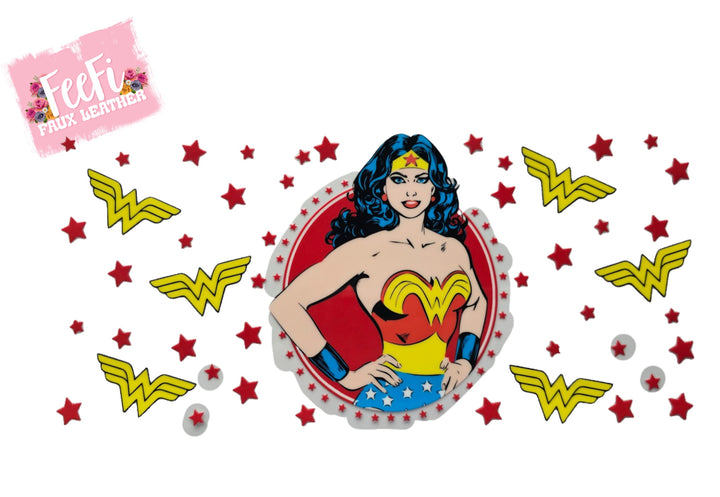 Wonder Woman UV DTF Cup Wrap – Easy Cup Wrap for Tumblers & Projects FeeFiFauxLeather