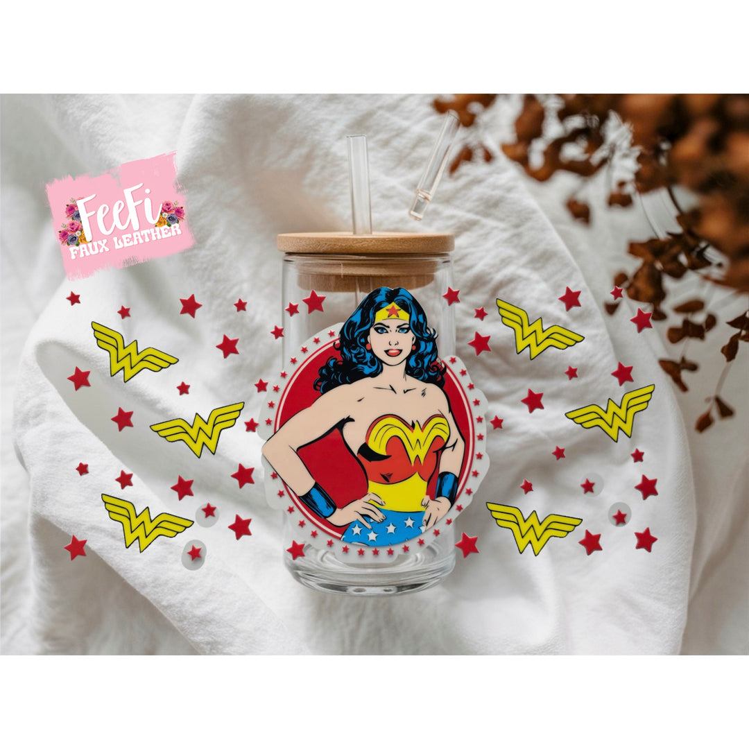 Wonder Woman UV DTF Cup Wrap – Easy Cup Wrap for Tumblers & Projects FeeFiFauxLeather